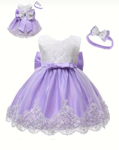 VESTIDO BLANCO CON LILA FIESTA